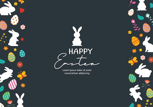 Modello di sfondo della cartolina d'auguri dell'uovo di Pasqua felicePuò essere utilizzato per lo sfondo dell'annuncio dell'invito di copertina