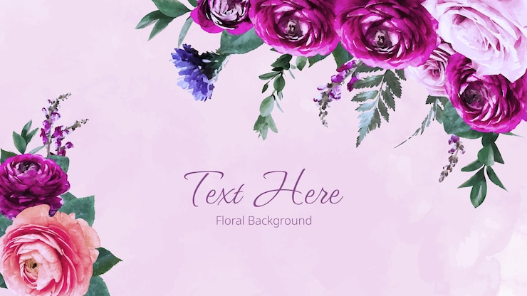 Vettore modello di sfondo floreale fiore in fiore con posto per il tuo testo