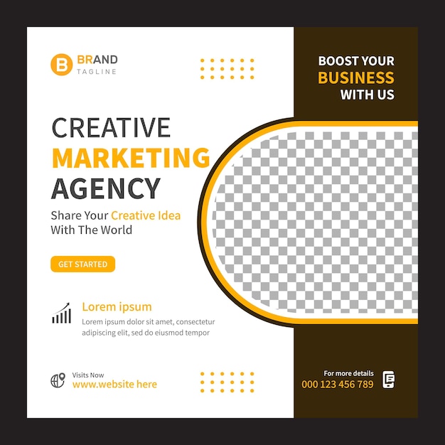 Modello di social media dell'agenzia di marketing creativo Vettore gratuito