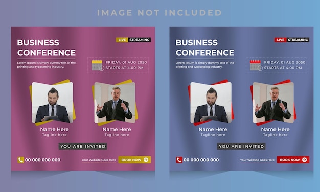 Modello di social media di una elegante conferenza aziendale di vettori