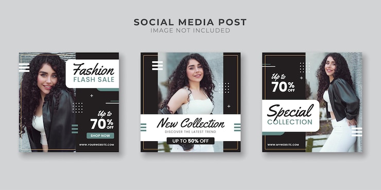 Vettore modello di social media e post di instagram per la vendita di moda femminile