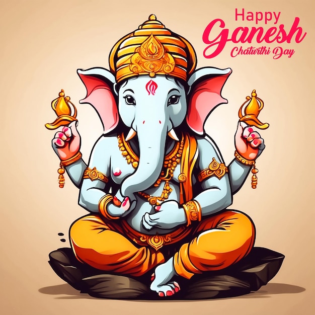 Modello di social media illustrazione vettoriale felice ganesh chaturthi