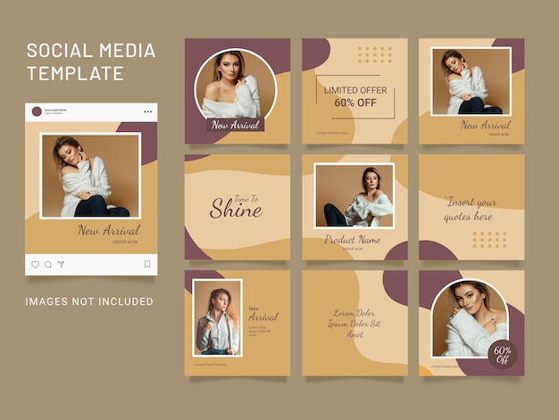 Modello di social media per feed puzzle di Instagram