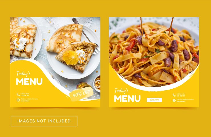 Vettore modello di social media per il cibo delizioso menu culinario