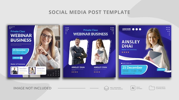 Modello di social media per post aziendali per webinar