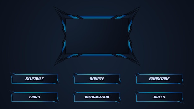 Modello di sovrapposizione del pannello streamer blu twitch