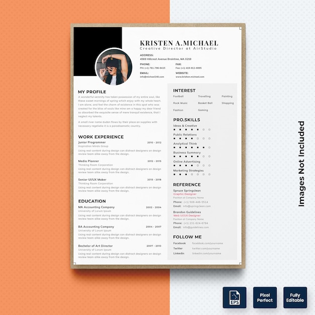 Modello di stampa curriculum CV minimo vector premium
