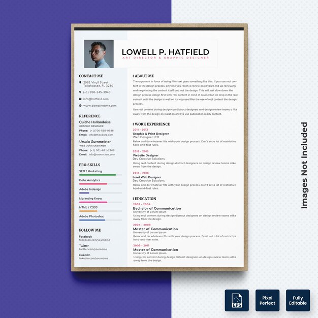 Modello di stampa CV curriculum aziendale con foto Vettore Premium