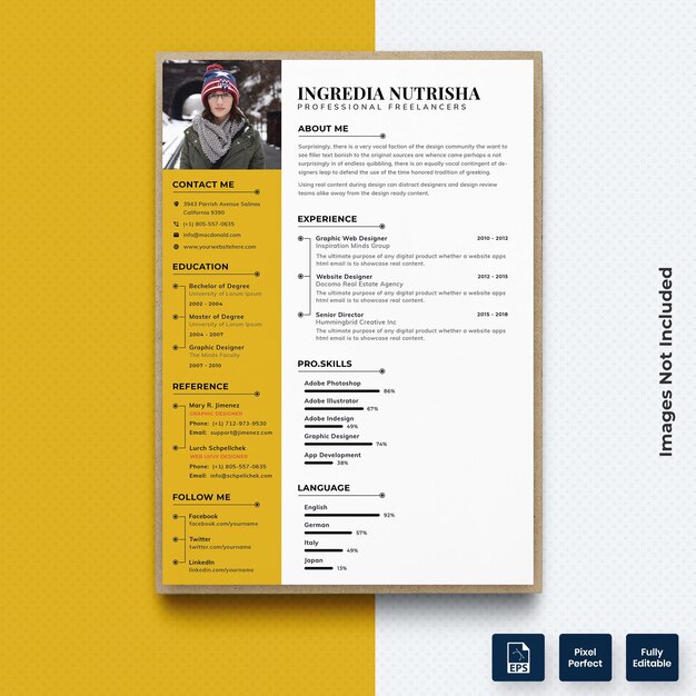 Modello di stampa CV curriculum creativo vector premium