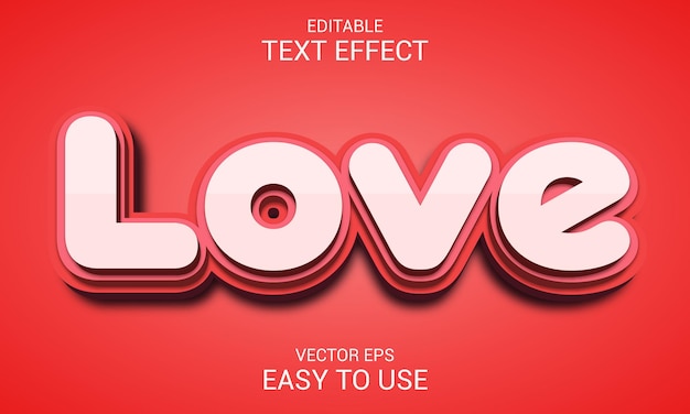Modello di stile effetto testo 3D d'amore