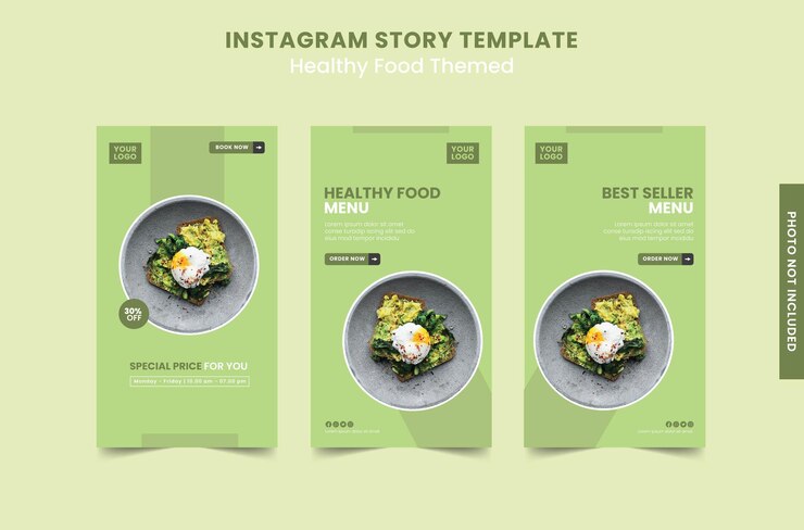 Vettore modello di storia di instagram a tema di cibo sano