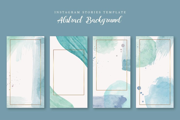 modello di storia di instagram con sfondo blu acquerello astratto