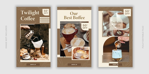 Modello di storia di Instagram della caffetteria, con tema estetico