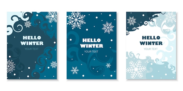 Modello di storia invernale per social media sfondo blu con fiocchi di neve Sfondo invernale
