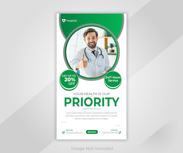 Modello di storie di instagram per cure mediche