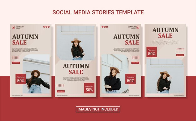 Modello di storie sui social media di moda autunnale