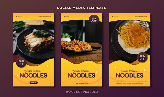 Modello di storie sui social media di Noodles