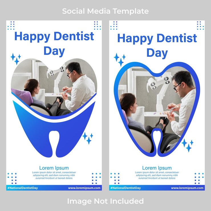 Vettore modello di storie sui social media per la giornata nazionale del dentista felice