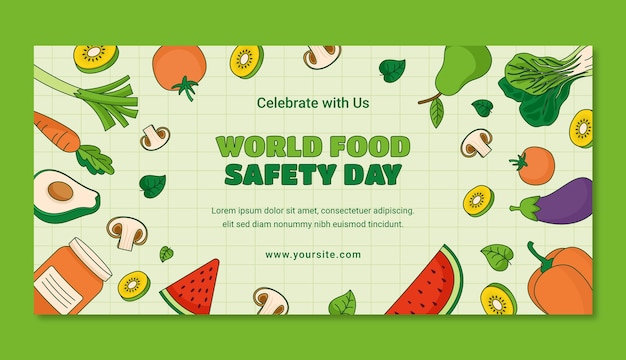 Modello di striscione orizzontale disegnato a mano per la Giornata Mondiale della Sicurezza Alimentare
