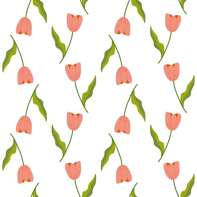 Modello di tulipani floreali a primavera senza cuciture illustrazione vettoriale per il tuo tessuto di carta regalo