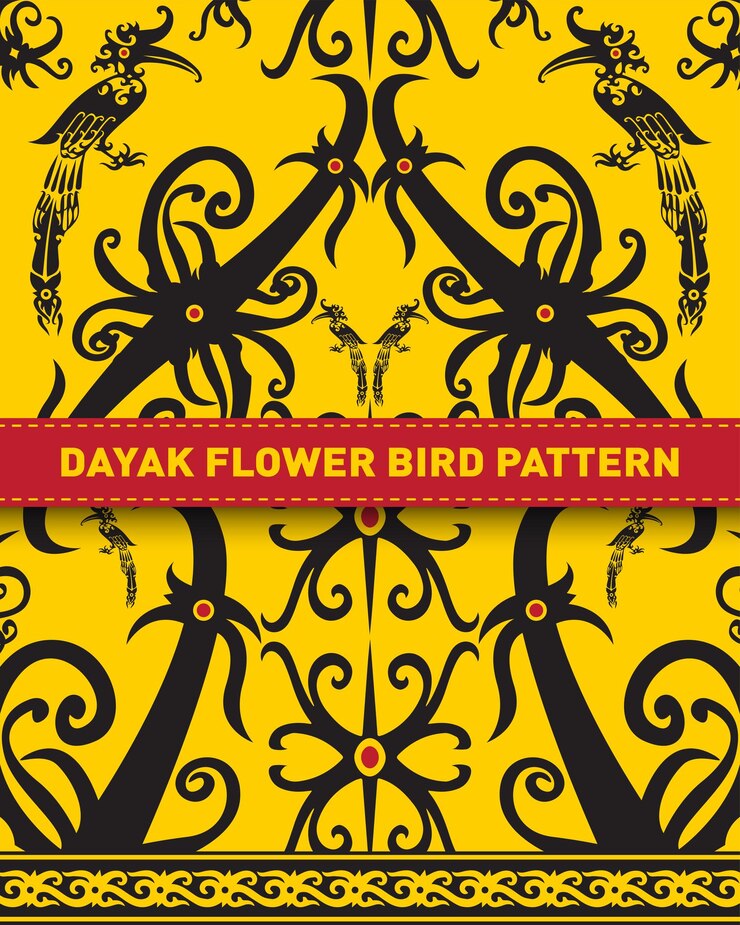 Vettore modello di uccelli batik dayak