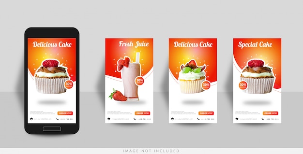 Modello di vendita di cibo di storia di instagram di social media