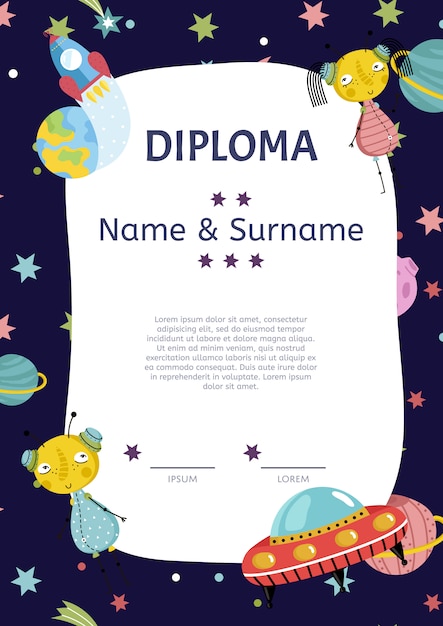 Modello di vettore del fumetto del diploma