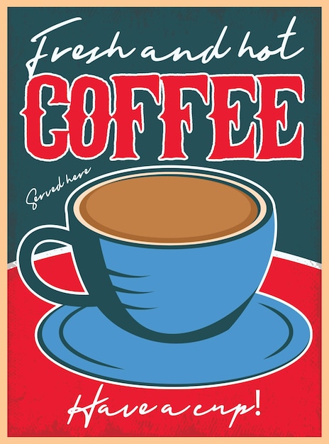Modello di vettore del poster promozionale retrò della pubblicità della caffetteria