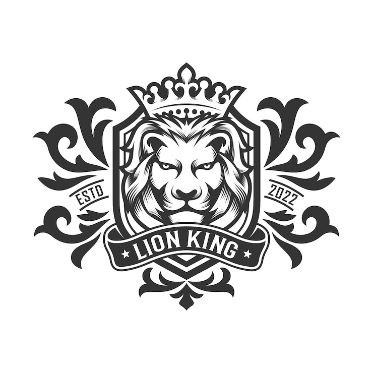 Vettore modello di vettore di progettazione di logo di re leone di lusso