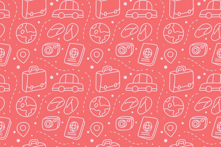 Modello di viaggio senza cuciture disegnato a mano