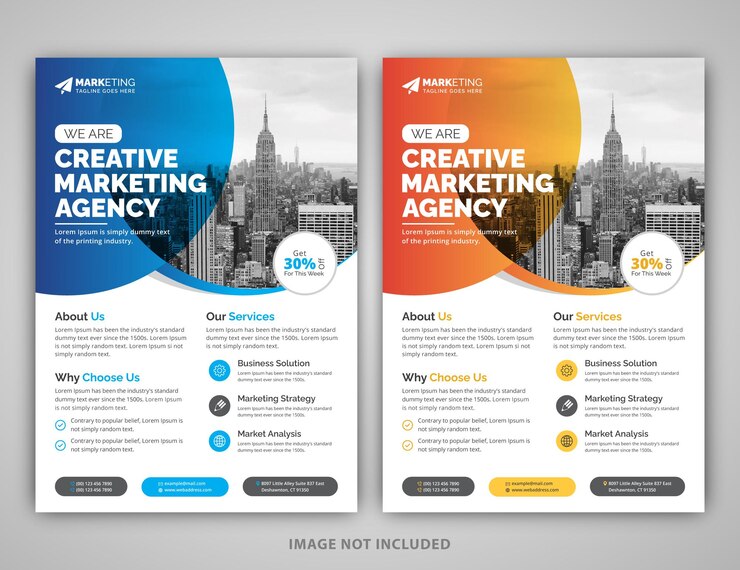Modello di volantino aziendale Layout di volantino aziendale creativo per la promozione della pubblicità di marketing