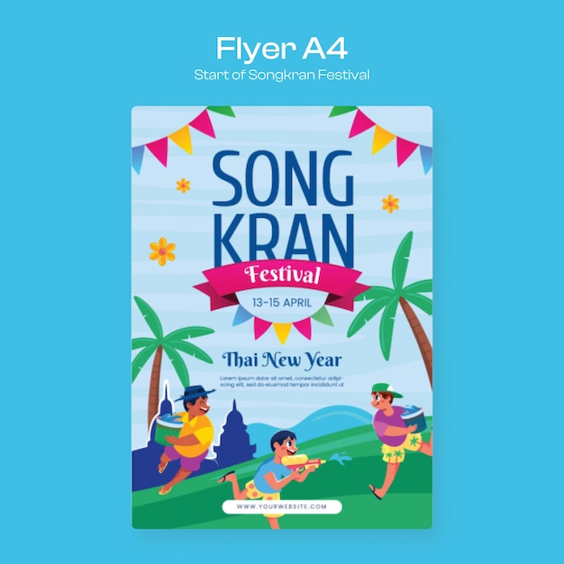 Modello di volantino del festival di Songkran