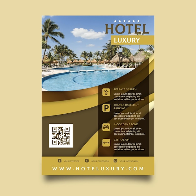 Modello di volantino di informazioni sugli hotel