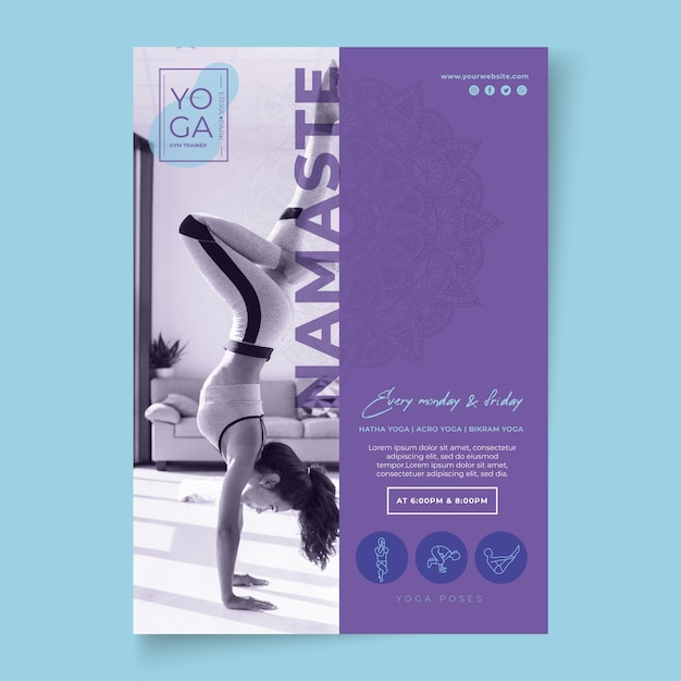 Modello di volantino di lezioni di yoga