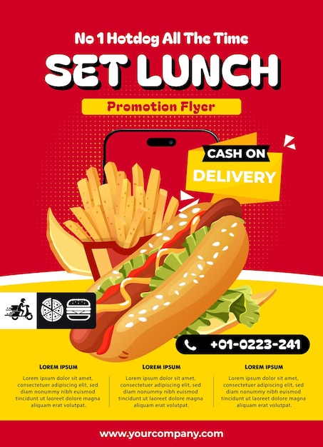 Modello di volantino di un moderno ristorante fast food