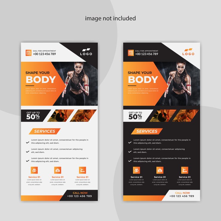 Modello di volantino DL moderno fitness e sport