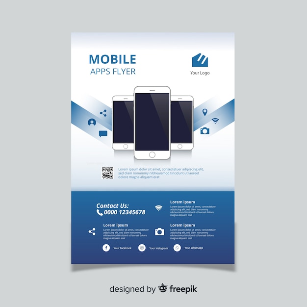 Modello di volantino per app flat