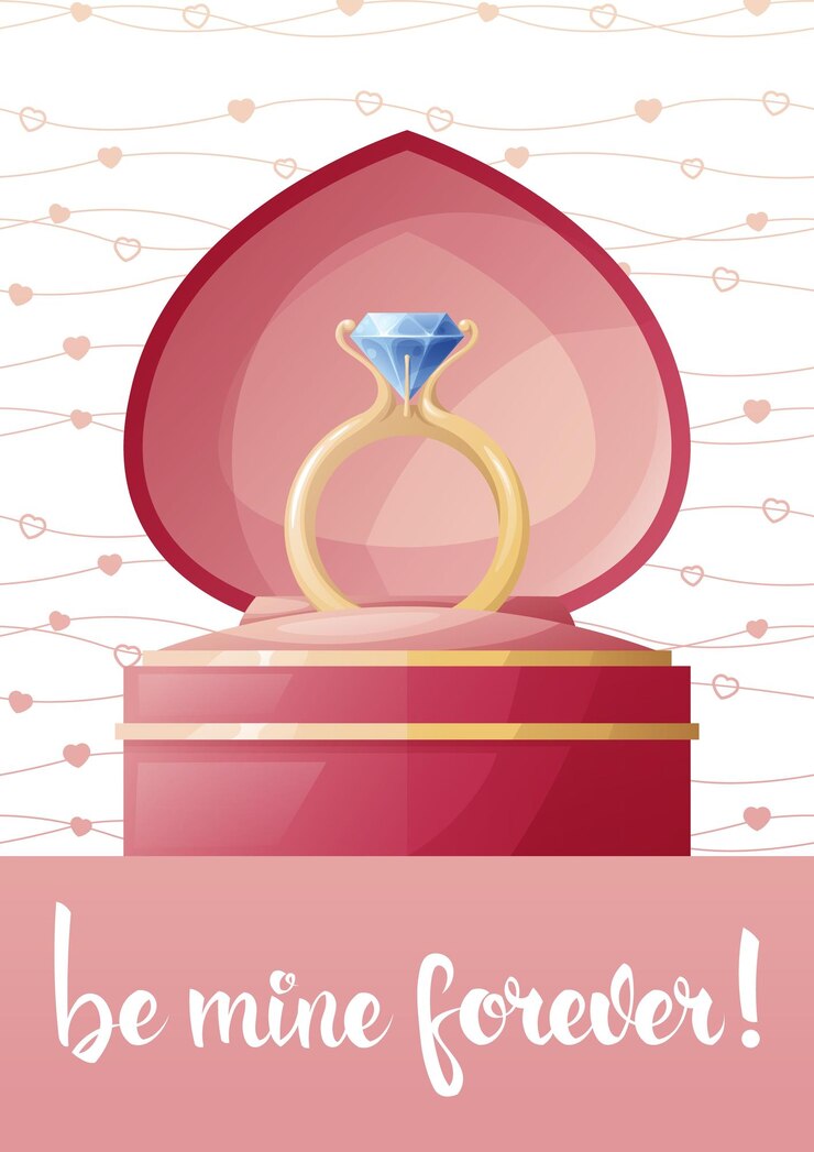 Vettore modello di volantino per cartoline per il giorno di san valentino vacanza romantica un regalo per una persona cara banner poster con fede nuziale
