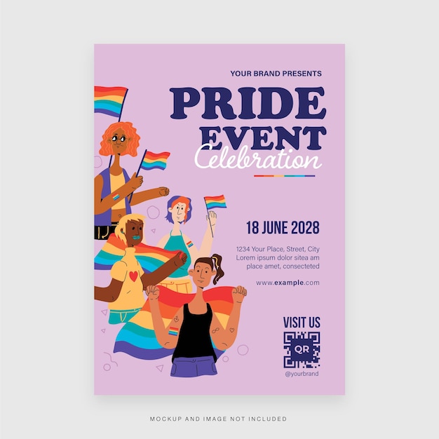 Modello di volantino per eventi di celebrazione dell'arcobaleno LGBT nel vettore