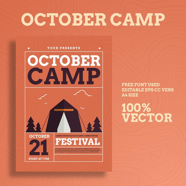Modello di volantino per il campeggio del festival di ottobre
