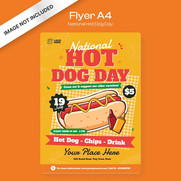 Modello di volantino per la giornata nazionale degli hot dog