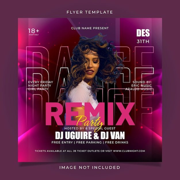 Modello di volantino per Party Remix