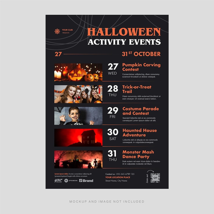Vettore modello di volantino per programma eventi di halloween v1 in eps vettoriale