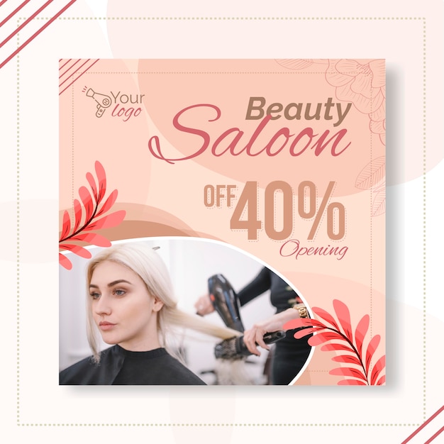 Modello di volantino per saloni di bellezza