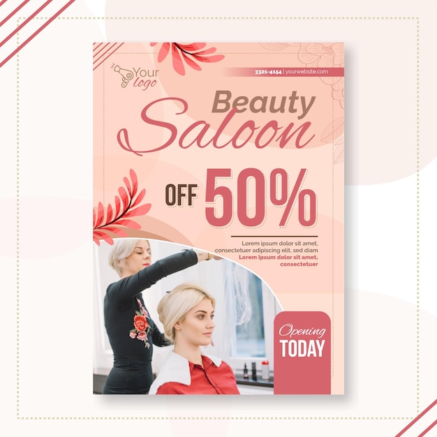 Modello di volantino per saloni di bellezza