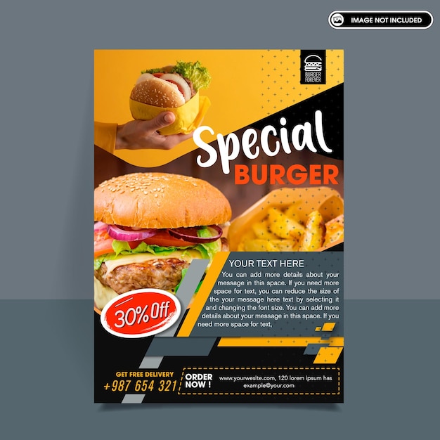 Modello di volantino promozionale speciale per hamburger