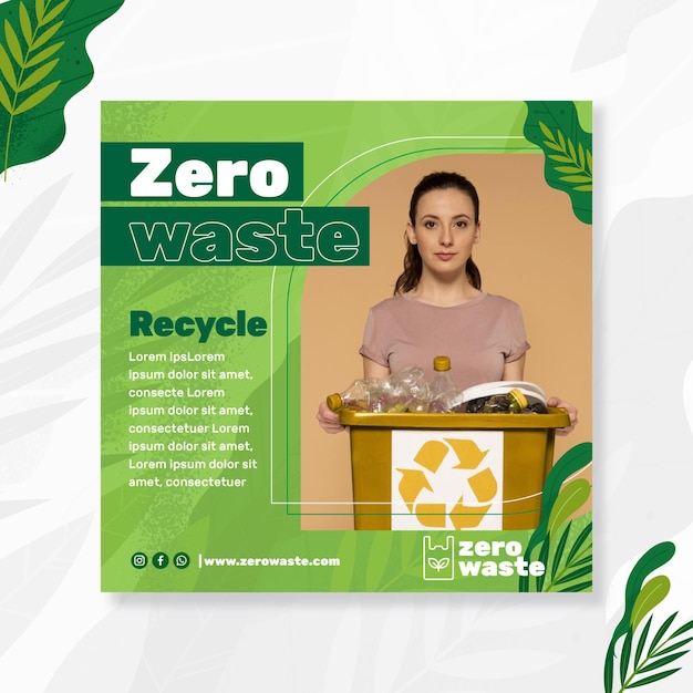 Modello di volantino quadrato a rifiuti zero