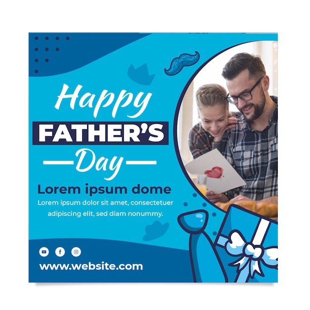 Modello di volantino quadrato piatto festa del papà