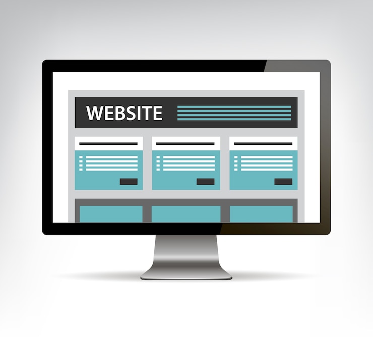 Vettore modello di web design in dispositivo elettronico
