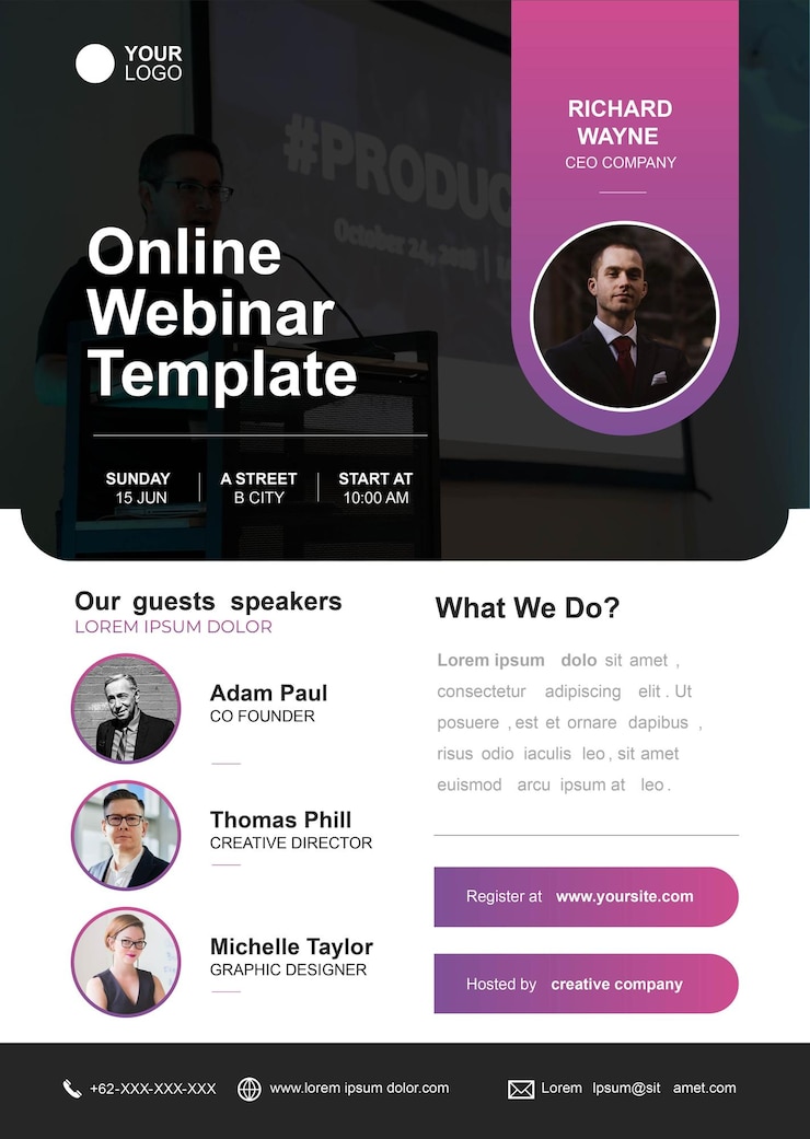 Vettore modello di webinar online